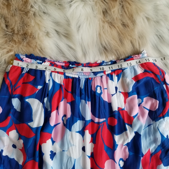 Draper James Maxi Skirt A Line Gypsy Floral PullOn Pockets Ruffle Hem Size Large - Picture 4 of 9